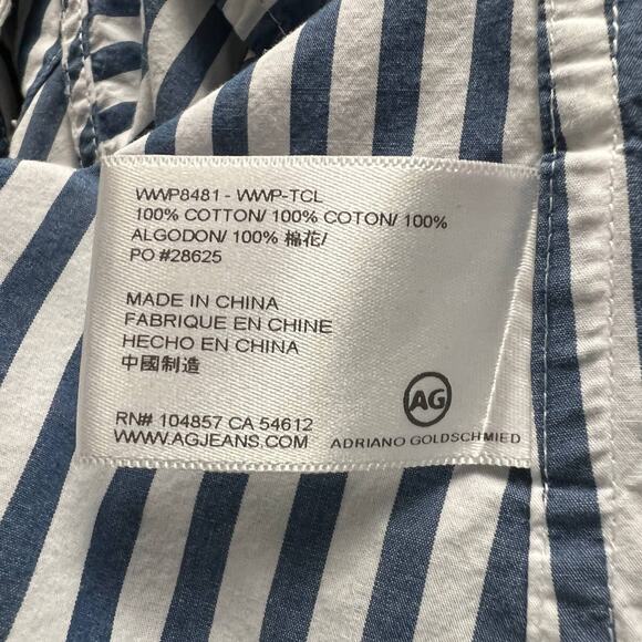 Adriano Goldschmied Button Down Striped Blue Shirt Size M Workwear Casual - Picture 7 of 9